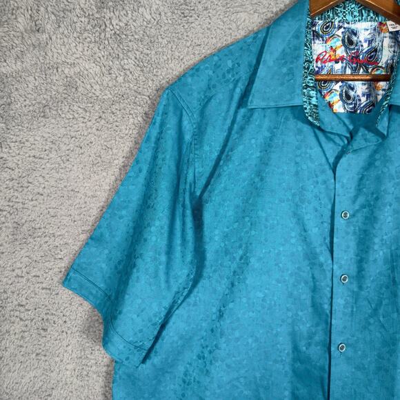Robert Graham Shirt Men 1XLT Blue Button Up Geometric - Picture 2 of 9
